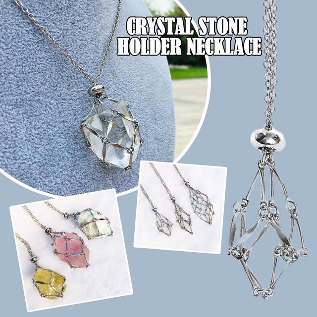 Silver Color Crystal Net Necklace Crystal Holder Cage Necklace Crystal  Holder For Stones For Punk Style Women Men Ne N2I5 - AliExpress